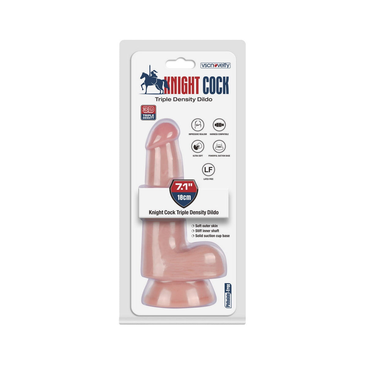 VSC Novelty - Knight Cock 3D Triple Density Dildo - 7.1"