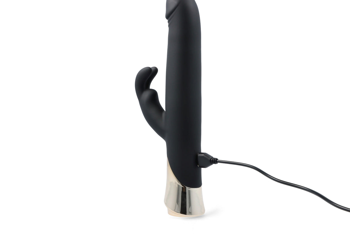 VIBRATORE RICARICABILE A FORMA DI CONIGLIO TEDDY CON DILDO GIREVOLE