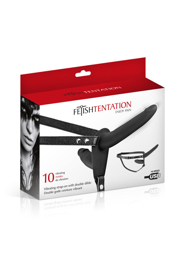 Fetish Tentation - Strap-On Harness Vibrante 15,5 cm - Nero