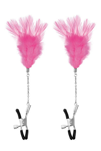 Sweet Caress - Pinza per Capezzoli Regolabile con Piuma - Rosa