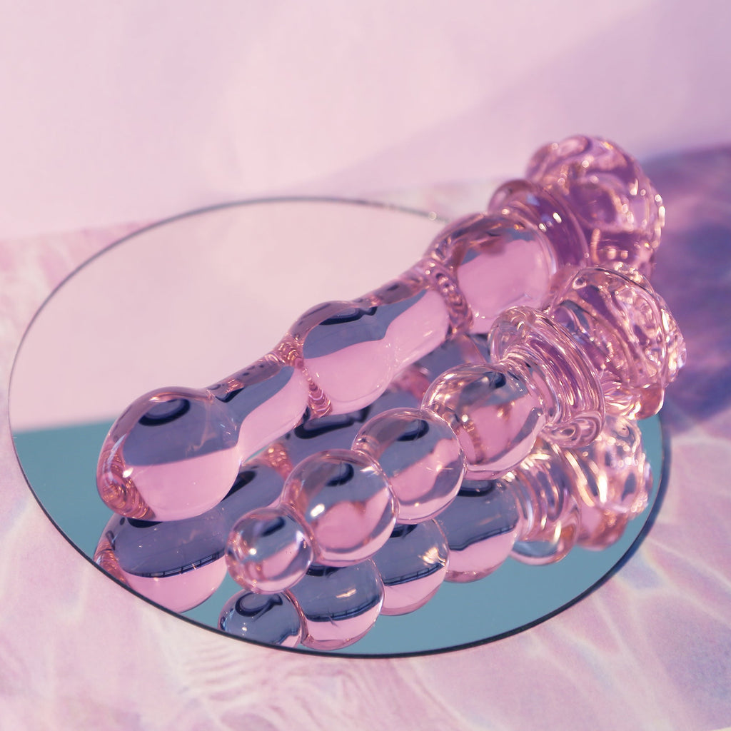 Tappo in vetro smaltato a forma di rosa con perline