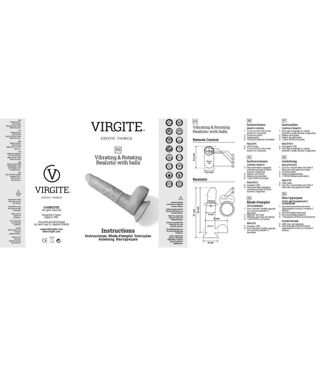 VIBRATORE E ROTATORE REALISTICO R9" 19CM CON TELECOMANDO"
