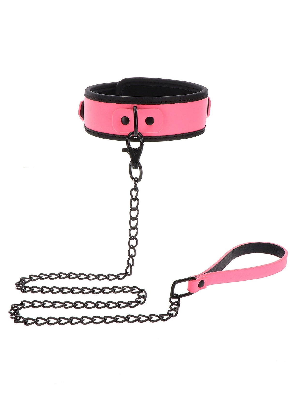 Collare e guinzaglio a catena rosa