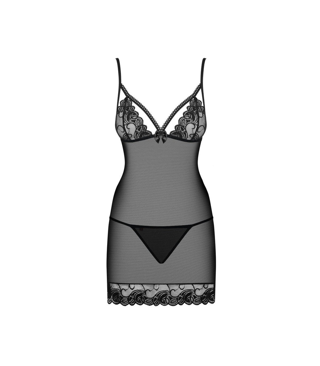 WONDERIA CHEMISE E PERIZOMA NERO S/M