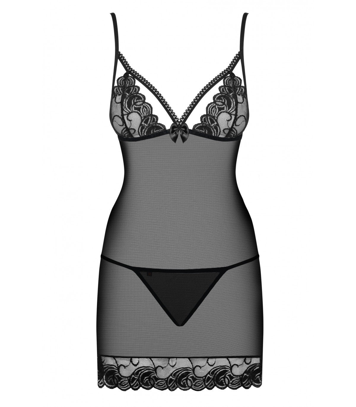 WONDERIA CHEMISE E PERIZOMA NERO S/M