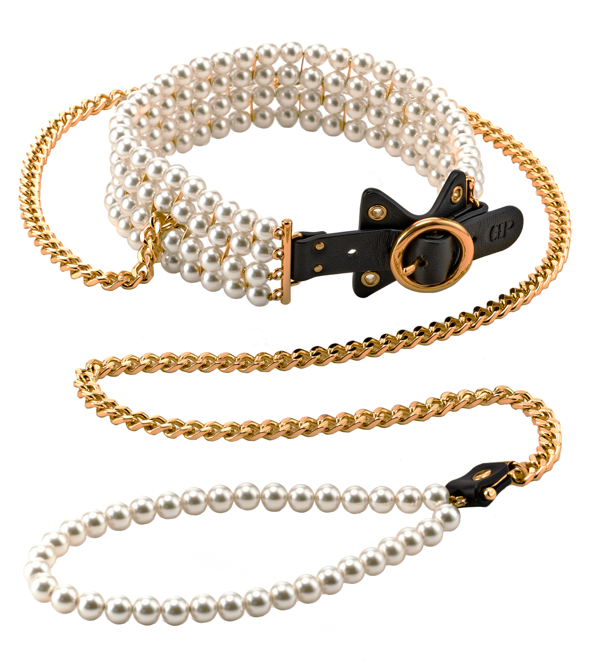 GUILTY PLEASURE GUINZAGLIO E COLLARE CON PERLE LUMINIOSE